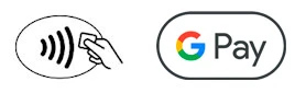 Symboler hvor du kan betale med Google Pay