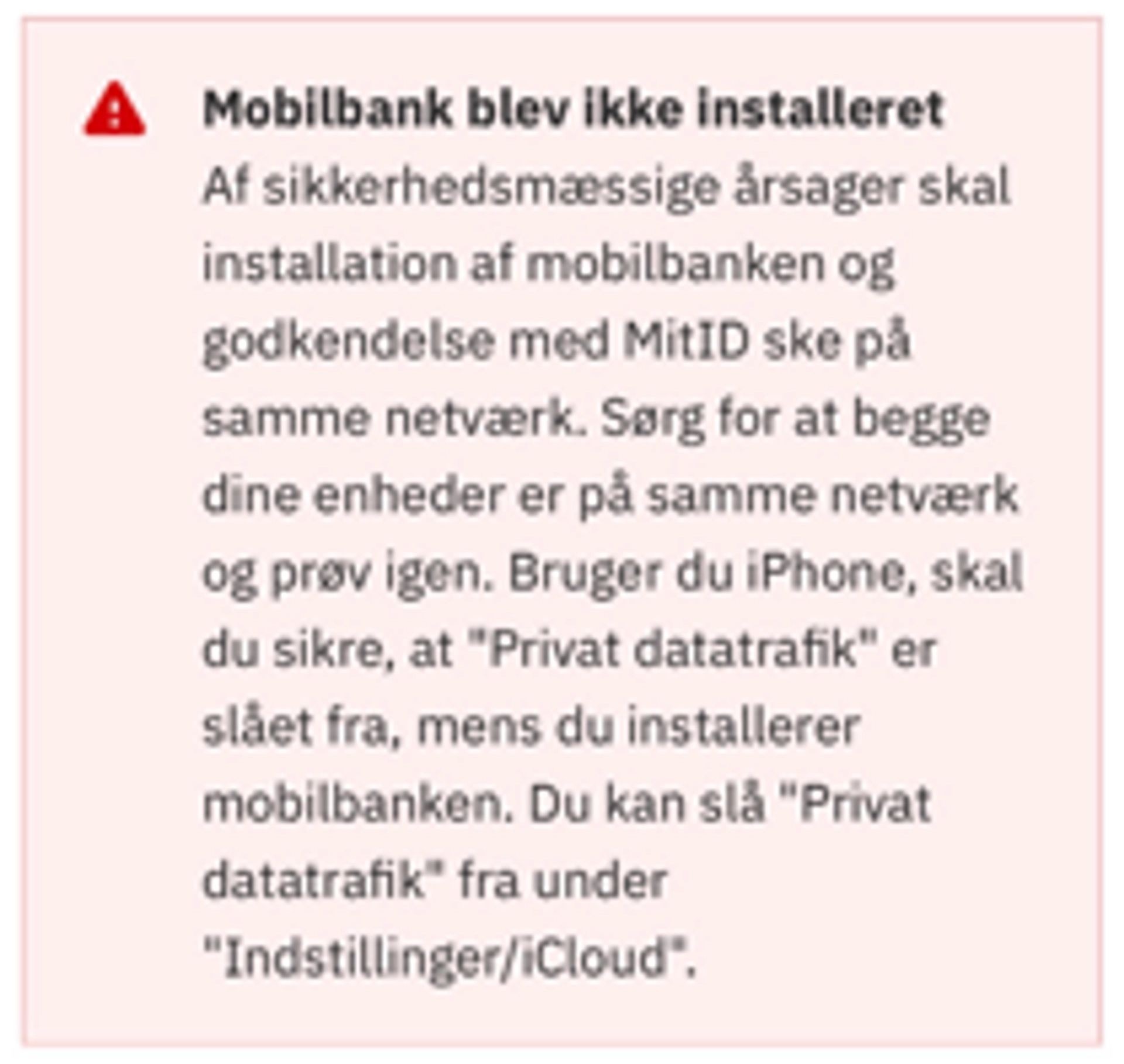 iOS installationsfejl