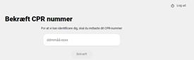 Login billede med indtastningsfelt til cpr.nr.