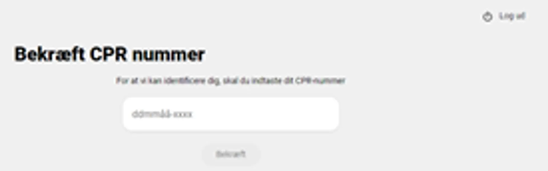 Login billede med indtastningsfelt til cpr.nr.