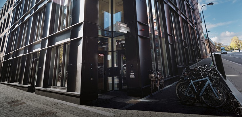 Indgangen til SJF Banks afdeling i Carlsberg Byen